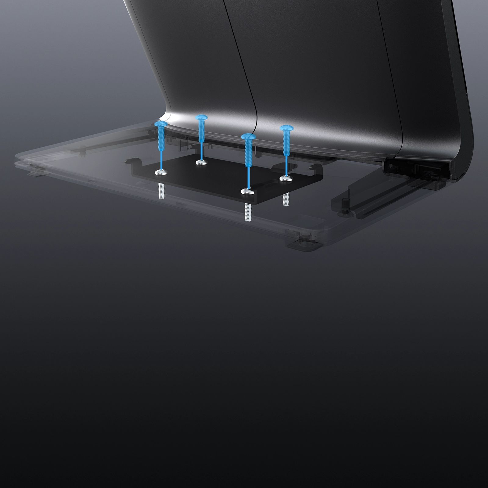 Image of EloPOS Z30 weighted plate showing four screw placements for affixing